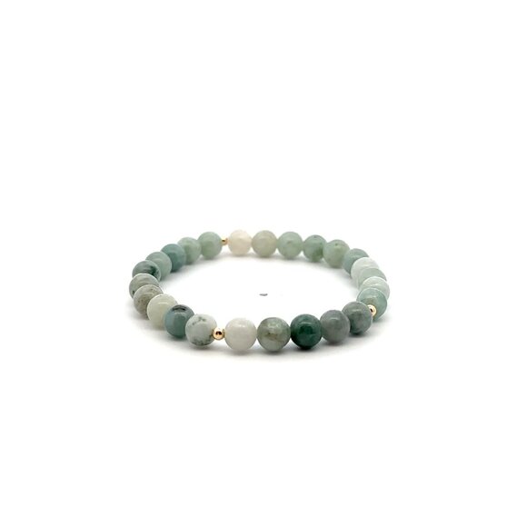 Natural Burmese Jade Gemstones Stretch Bracelet 18k Tiny Beads - Picture 3 of 5